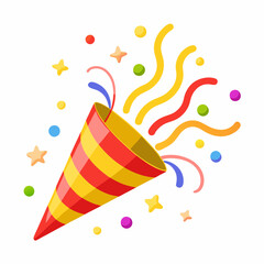 party hats and confetti