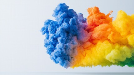 Fototapeta premium Colorful Smoke Explosion with Blue, Orange, Yellow, and Green Hues