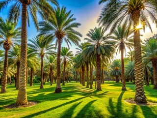 Fototapeta premium Kuwait City Palm Grove, Al Shaheed Park - Lush Oasis in Desert Landscape