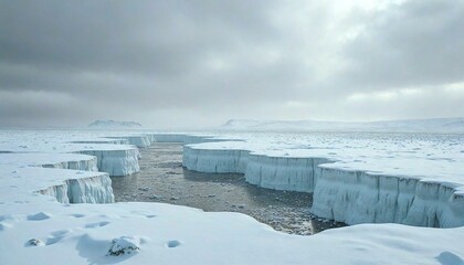 Snowy Landscape with Ice and River