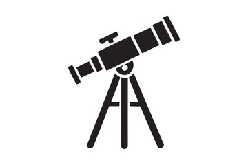 Monochrome Telescope Icon Simple Black Silhouette Vector