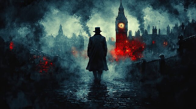 Victorian London Mystery: Jack the Ripper Haunting Foggy Street