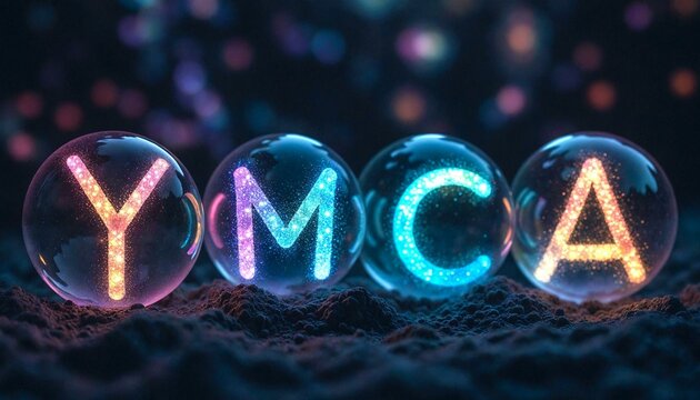 Glowing Ymca Glass Spheres Night Sky