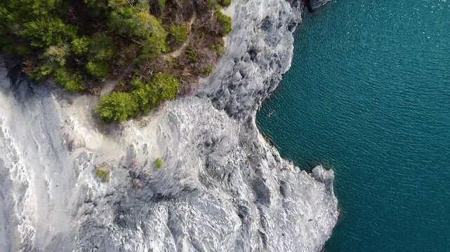 Drone view of the Lake of Serre Poncon or Savine (French Alps). High quality FullHD footage