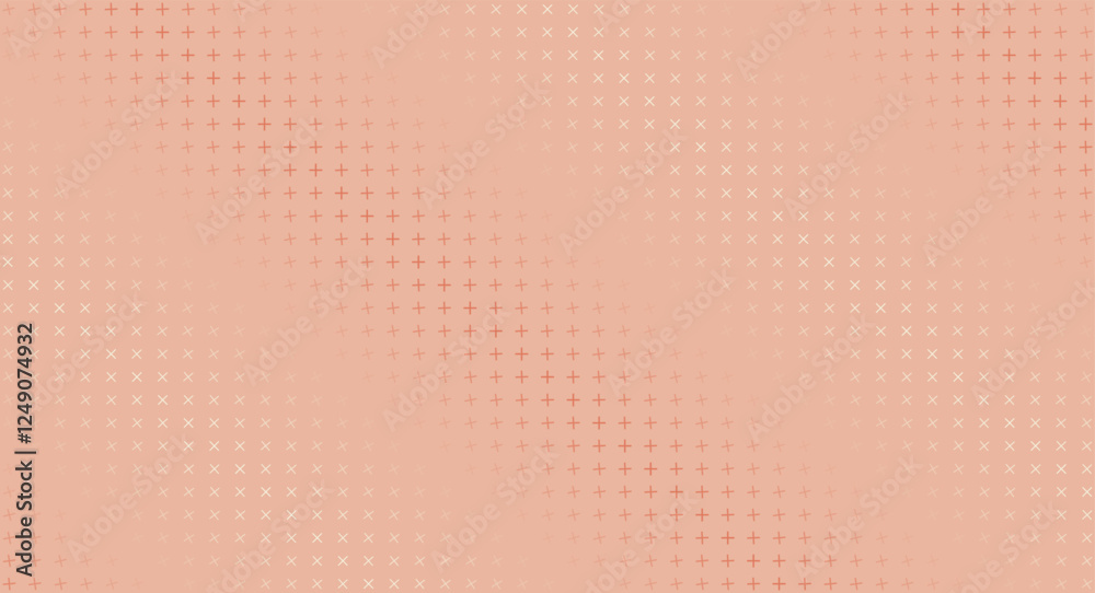 Poster soft cross pattern. pattern features a series of overlapping crosses in varying shades of coral agai