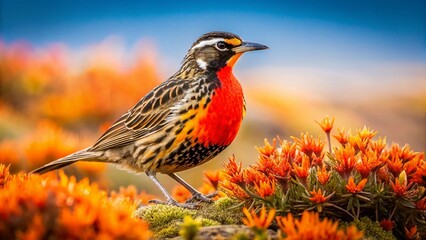 Fototapeta premium Long-tailed Meadowlark Falkland Islands Vintage Photo - Wildlife Photography