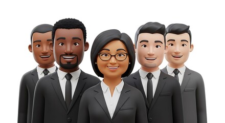 Smiling group of business leaders characters isolated. Office workers team, employees group, teamwork. cartoon characters on transparent png background