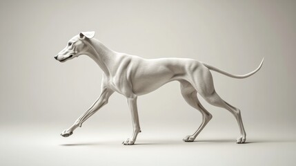 Realistic 3D Greyhound Dog Walking Calmly in Sleek Pose