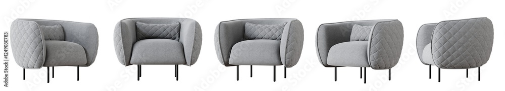 Poster Armchair set isolated on transparent background. 3D render. 