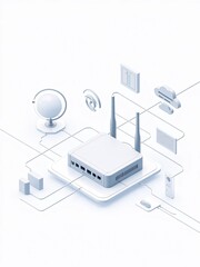 Modern Wireless Router and Networking Technology Illustration