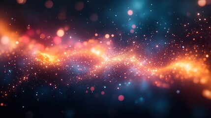 Abstract glowing wave with particles.