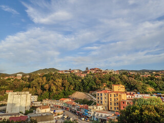Fototapeta premium algeria, village, mediterranean sea, africa, north africa, algiers, aerial africa, algeria village, algerian, african village, algeria tourism, aerial, arab, road, arabic, jijel, morning, african.