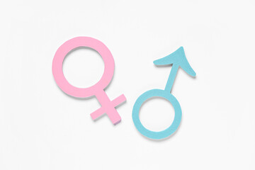 Female and male gender symbols isolated on white background