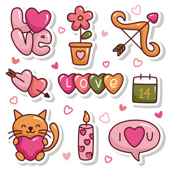 Vector set of Valentine's Day stickers
