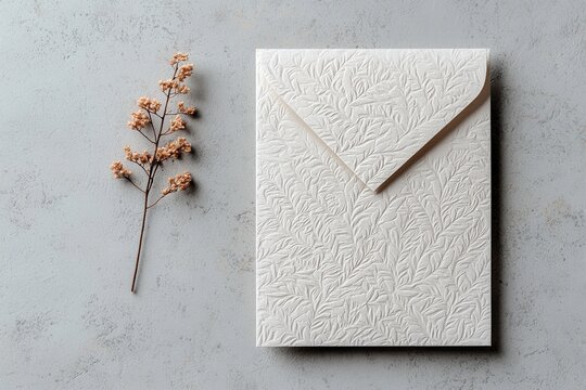 Sophisticated paper invitations with embossed patterns for events