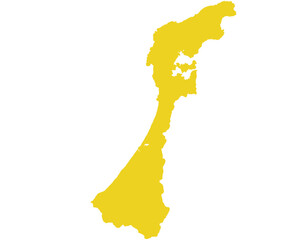 石川県　地図　黄色　イラスト