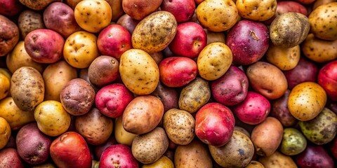 Macro Photography:  Detailed Close-Up of Fresh Potatoes, Rustic Background