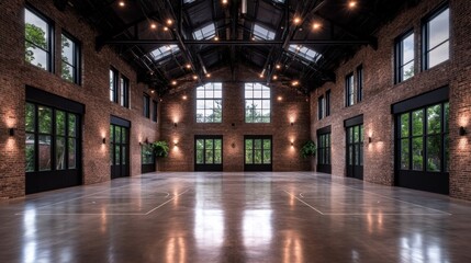 Industrial strength training facility interior with modern design for fitness and exercise
