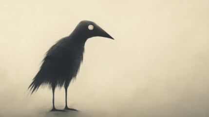 Fototapeta premium Stylized crow, misty background, artistic illustration, fantasy art