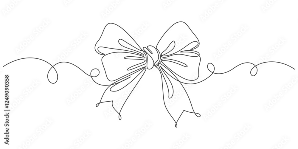 Wall mural one continuous line drawing of a bow on a transparent background. simple linear style. concept of ho
