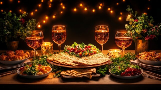 Traditional passover seder plate arrangement with ornate decor for festive celebration