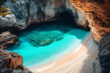 Crystal clear waters in hidden coastal cove