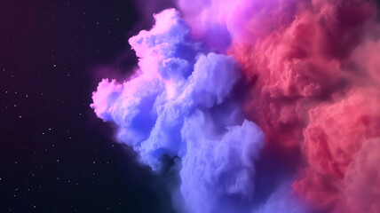 Fototapeta premium Vibrant clouds in shades of purple and pink create dreamy atmosphere, evoking sense of wonder and tranquility in cosmic setting