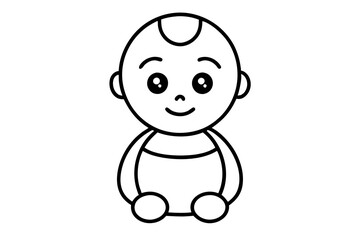 Minimal cute baby line icon set