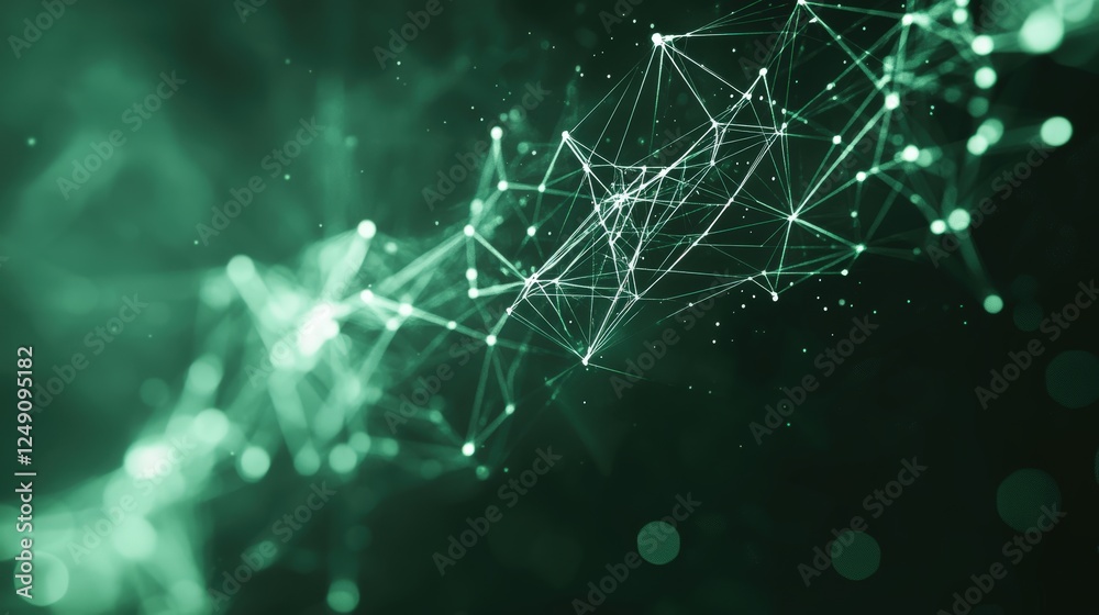 Aufkleber abstract dark green background with glowing geometric lines and patterns visualizing connection and 