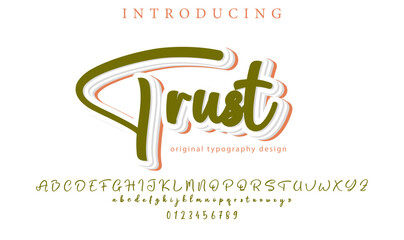 Trust Font Stylish brush painted an uppercase vector letters, alphabet, typeface