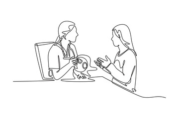 Hospital activity concept. Single line draw design vector graphic illustration.	