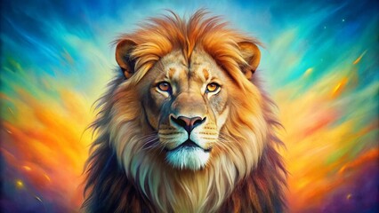 Majestic Lion Portrait: Vibrant Wildlife Photography with Soft Background