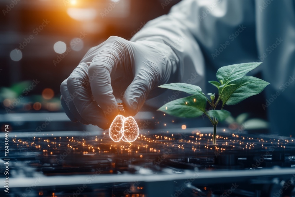 Poster A biotech scientist working on growing synthetic organs in a futuristic lab