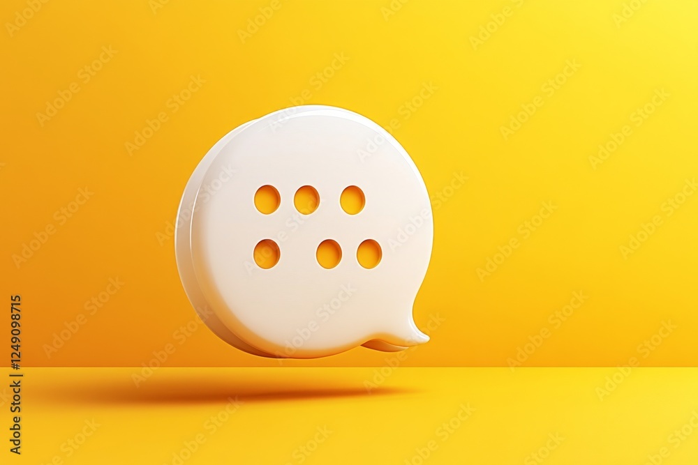 Poster A clean minimalist icon of a speech bubble with three dots inside, symbolizing a discussion topic