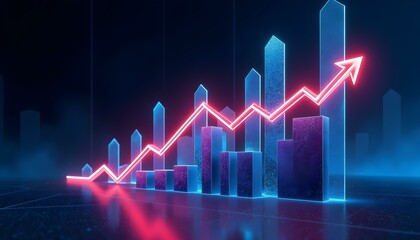 Futuristic Business Growth Chart with Light Effects
