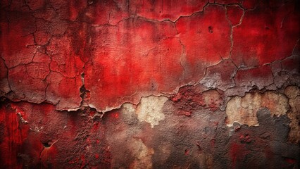 Cracked Red Wall Texture with Dramatic Weathered Surface Detail