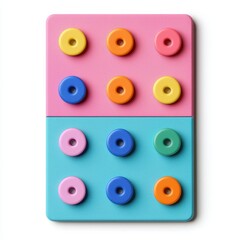 Colorful circular shapes on pink and blue plastic background