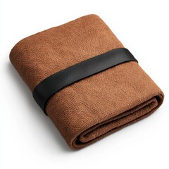Soft and Cozy Brown Blanket Wrapped with Black Leather Strap