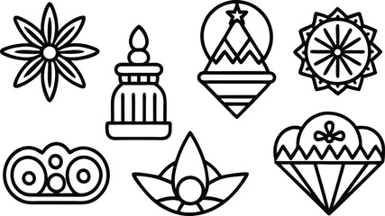 set of vector icons with flowers