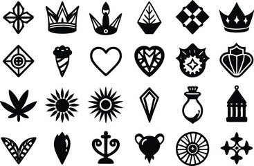 set of black and white icons
