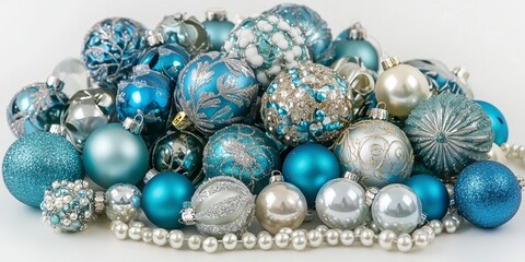 Colorful Decorative Ornaments in Turquoise and Silver for Festivities