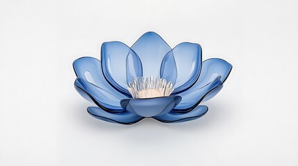 Serene Blue Glass Lotus Flower: A 3D Rendered Floral Design AI Generated