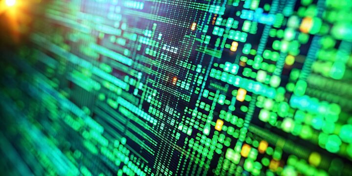 Miniature Green Code: Close-Up Tilt-Shift Photo of Computer Screen Displaying Programming Code