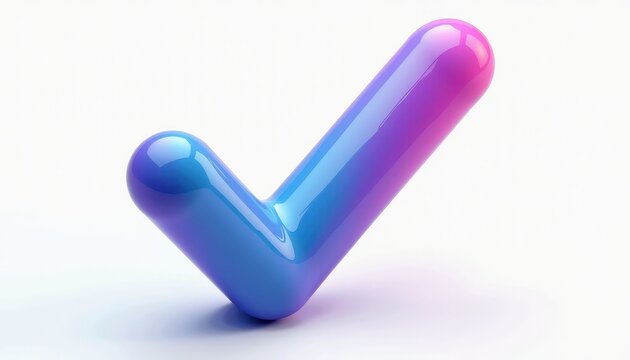 Vibrant Blue and Pink Check Mark Against Stunning White Background