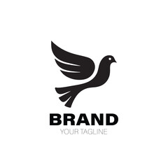Pigeon Logo. Pigeon Logo Design. Pigeon Logo Brand. Pigeon Logo Vector Design Isolated on White Background