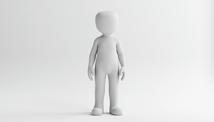 Clear White Character Standout Against Simple White Background