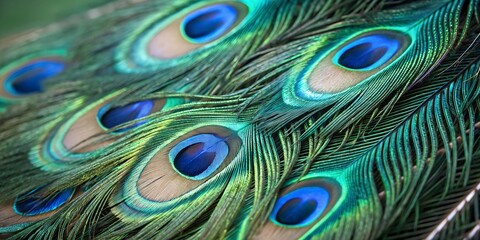 Vibrant Peacock Feather with Unique Patterns and Colors – Exotic Plumage Close-Up