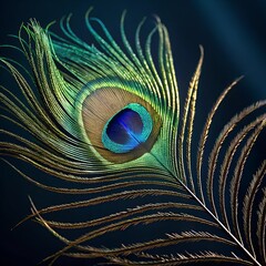 Obraz premium Vibrant Peacock Feather with Unique Patterns and Colors – Exotic Plumage Close-Up
