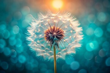 Minimalist Dandelion Macro: Close-up of Seed Head, Nature Photography Stock Image