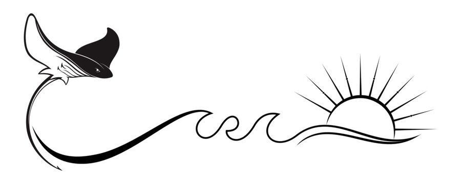 vector illustration of stingray in the sea 1